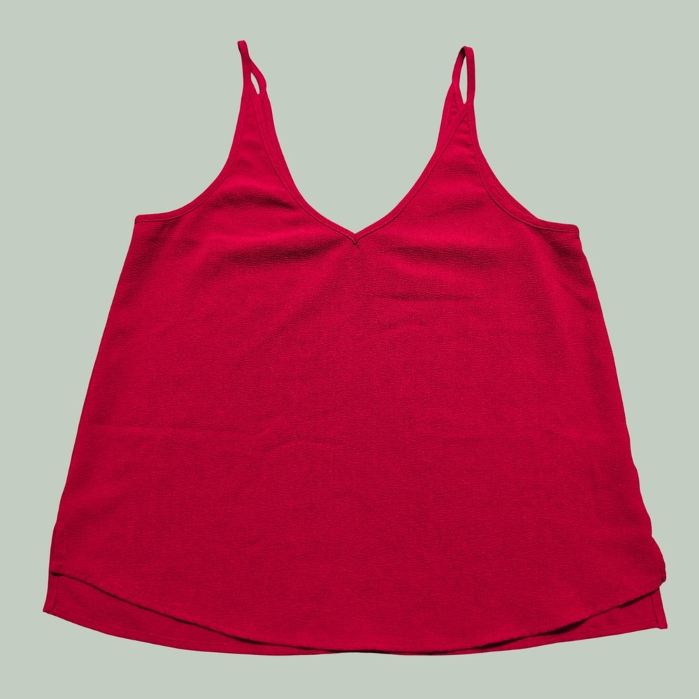 90s Indie Sleaze Chiffon V-Neck Cami Tank Top Womens Medium Red American Apparel